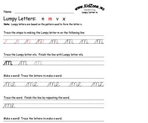 Cursive Handwriting Worksheet for the Letter m (Educarchile)