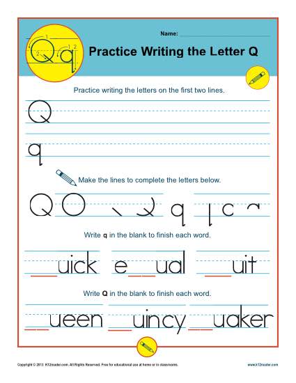 Practice Writing the Letter Q
