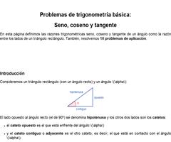 Problemas de trigonometría básica: Seno, coseno y tangente