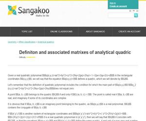 Definiton and associated matrixes of analytical quadric