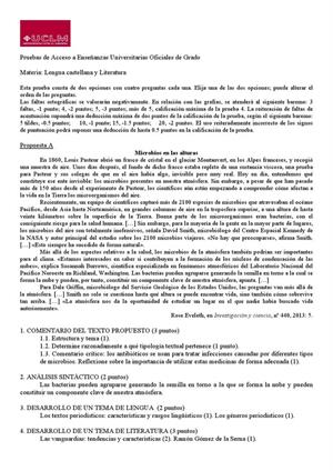 Examen de Selectividad: Lengua castellana y su Literatura. Castilla-La Mancha. Convocatoria Junio 2013