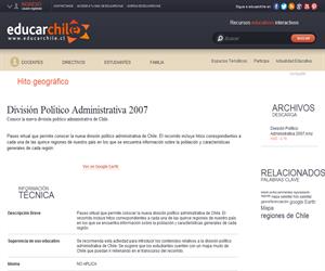 División Político Administrativa 2007 (Educarchile)