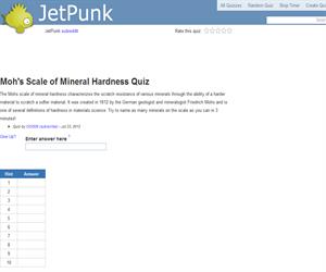 Moh's Scale of Mineral Hardness Quiz