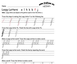 Cursive Handwriting Worksheet for the Letter f (Educarchile)