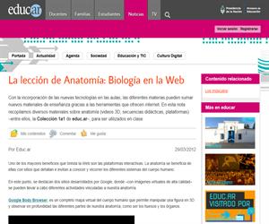 La lección de Anatomía: Biología en la Web
