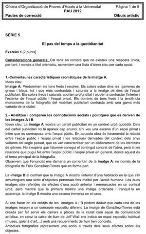 Examen de Selectividad (Soluciones): Dibujo Artístico. Cataluña. Convocatoria Junio 2012