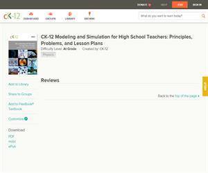CK-12 Modeling and Simulation for High School Teachers: Principles, Problems, and Lesson Plan? At grade
