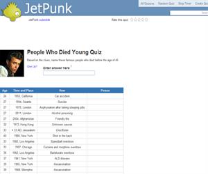 People Who Died Young Quiz