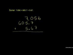 Adición de decimales (Khan Academy Español)
