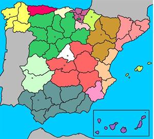Mapa de España: ejercicios de comunidades, provincias y ciudades.