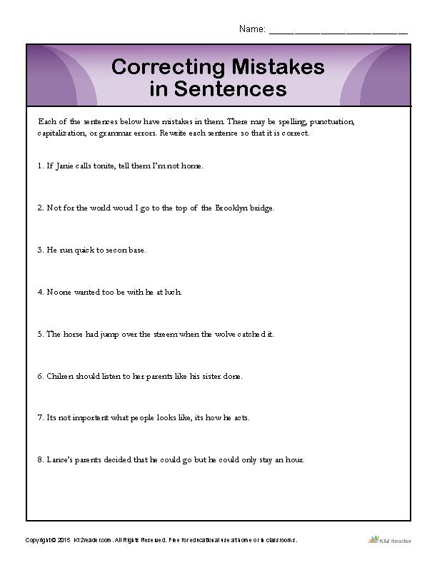 Correcting Mistakes in Sentences