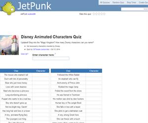 Disney Animated Characters Quiz