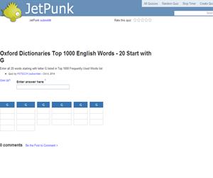 Oxford Dictionaries Top 1000 English Words - 20 Start with G
