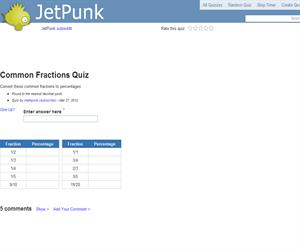 Common Fractions Quiz