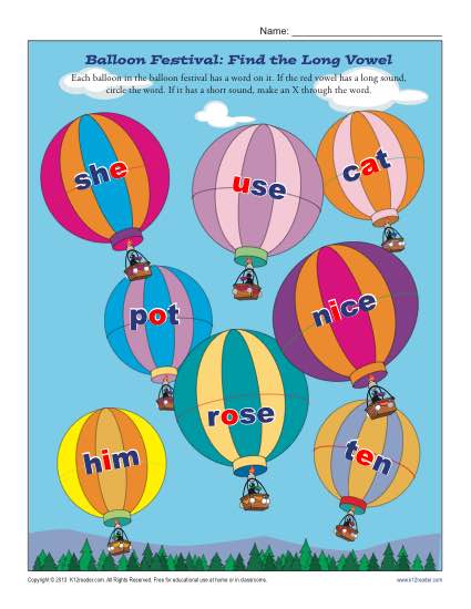 Balloon Festival: Find the Long Vowel