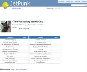 Tion Vocabulary Words Quiz