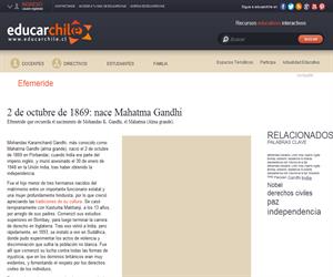 2 de octubre de 1869: Nace Mohandas K. Gandhi , el Mahatma (Educarchile)