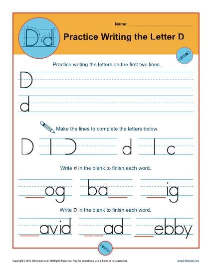 Practice Writing the Letter D