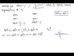 cálculo de las restantes razónes trigonométricas