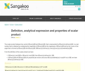 Definition, analytical expression and properties of scalar product