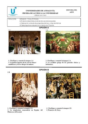 Examen de Selectividad: Historia del arte. Andalucía. Convocatoria Junio 2013