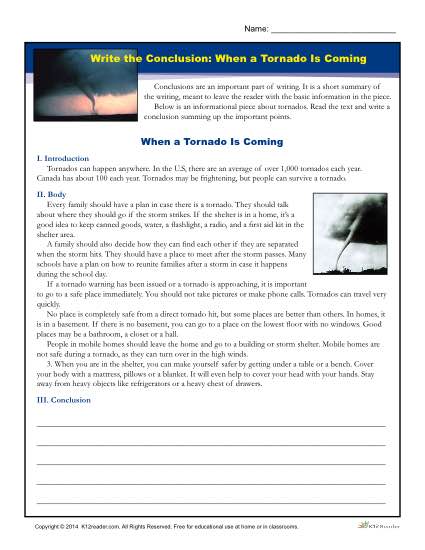 Write the Conclusion: When a Tornado Is Coming