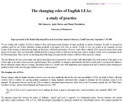 The changing roles of English LEAs: a study of practice | Mel Ainscow, Andy Howes and Maria Nicolaidou