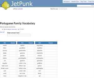 Portuguese Family Vocabulary