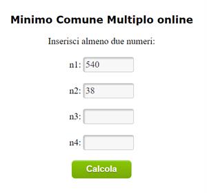 Minimo Comune Multiplo online