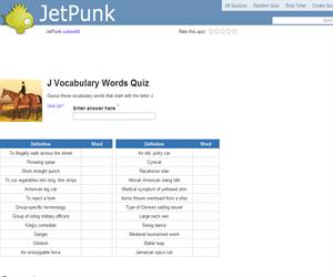 J Vocabulary Words Quiz