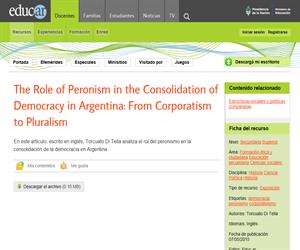 The role of peronismo in the consolidation of democracy in Argentina: from corporatism to pluralism.
