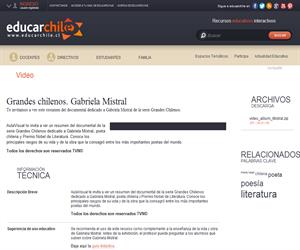 Grandes chilenos. Gabriela Mistral (Educarchile)