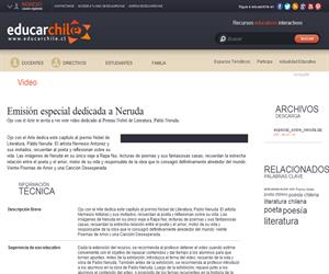Emisión especial dedicada a Neruda (Educarchile)