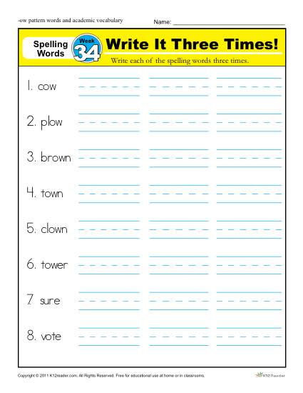 First Grade Spelling Words List – Week 34 (List A-34)