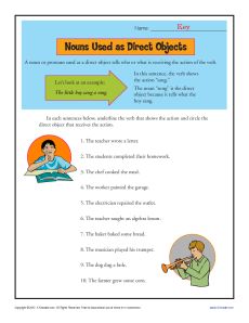 Nouns as Direct Objects Worksheet