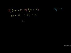 Resolver ecuaciones con la propiedad distributiva 2 (Khan Academy Español)