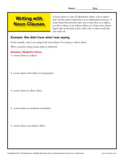 Writing with Noun Clauses