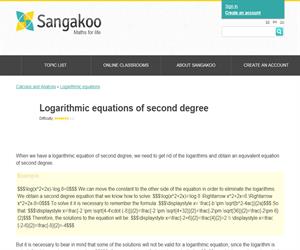 Logarithmic equations of second degree