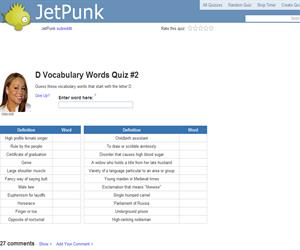 D Vocabulary Words Quiz 2
