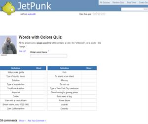 Words with Colors Quiz