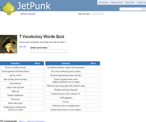 T Vocabulary Words Quiz