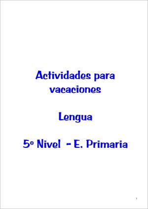 Actividades para vacaciones de Lengua (5º de Primaria)