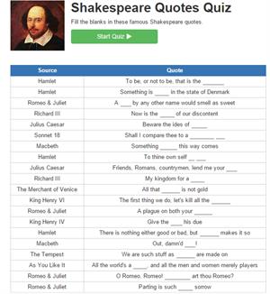 Shakespeare Quotes Quiz