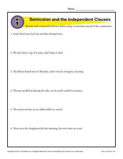 Semicolon and Independent Clauses