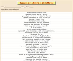37ª Ficha de ortografía de Don Quijote de la Mancha
