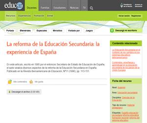 La reforma de la Educación Secundaria: la experiencia de España