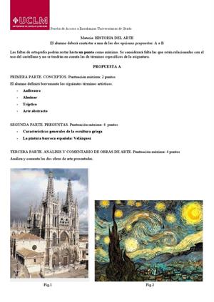 Examen de Selectividad: Historia del arte. Castilla-La Mancha. Convocatoria Junio 2013