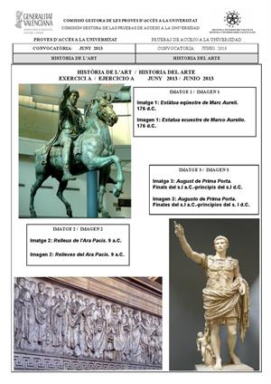 Examen de Selectividad: Historia del arte (anexos). Comunidad Valenciana. Convocatoria Junio 2013