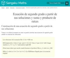 Ecuación de segundo grado a partir de sus soluciones y suma y producto de raíces