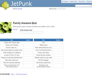 Family Answers Quiz